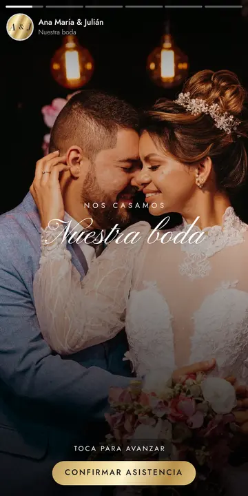 Invitación digital de bodas — diseño Historias, modelo Invierno vino