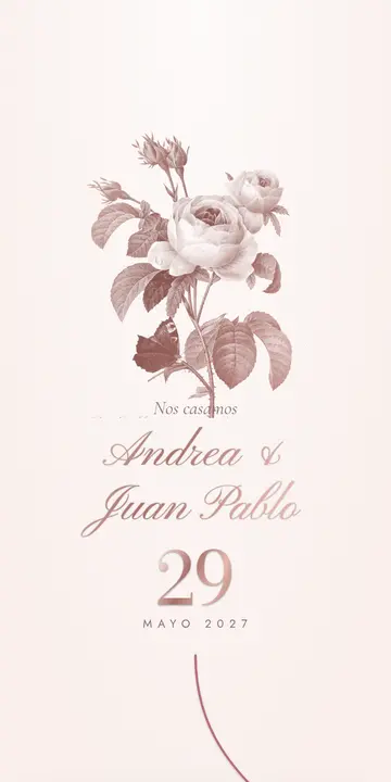 Invitación digital de bodas — diseño Hilo dorado, modelo Hilo rosa