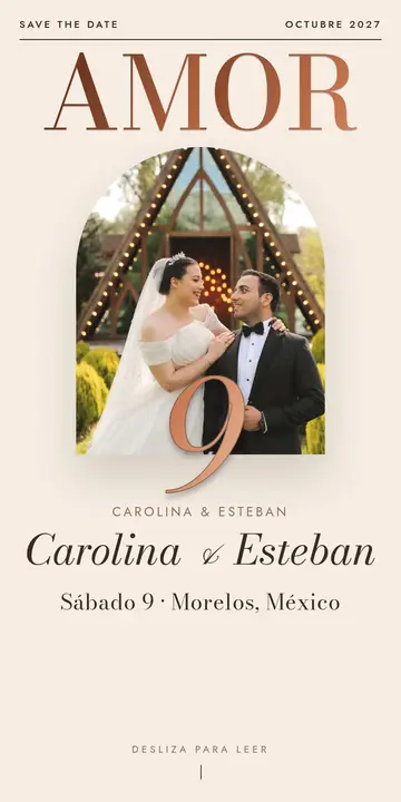 Invitación digital de bodas — diseño Revista, modelo Boho editorial
