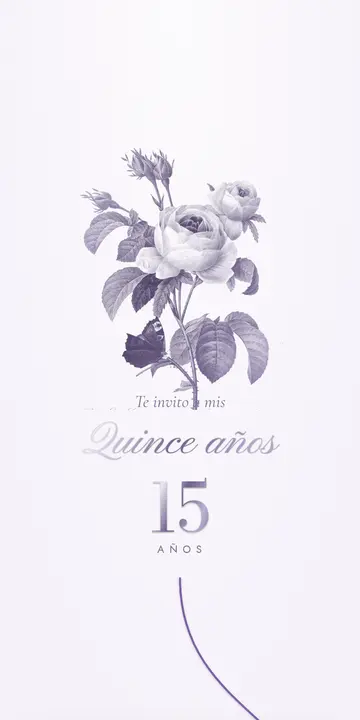 Invitación digital de xv años — diseño Hilo dorado, modelo Hilo de plata
