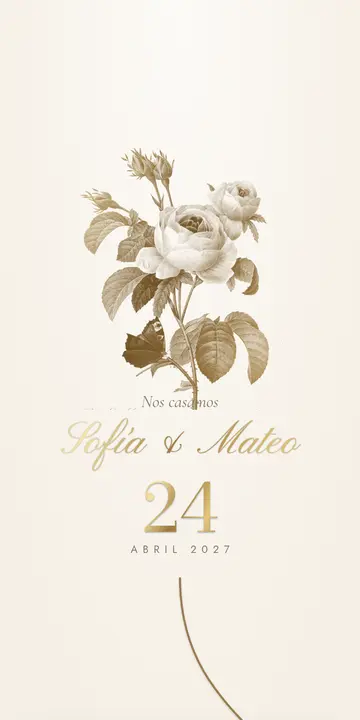 Invitación digital de bodas — diseño Hilo dorado, modelo Hilo de oro